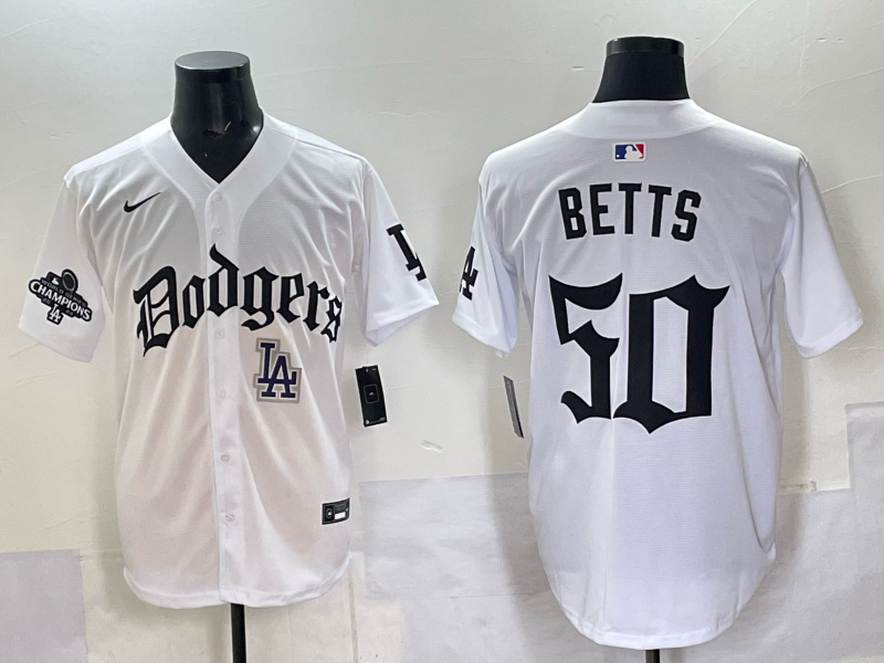 Men Los Angeles Dodgers #50 Betts white Nike 2025 MLB jersey 005